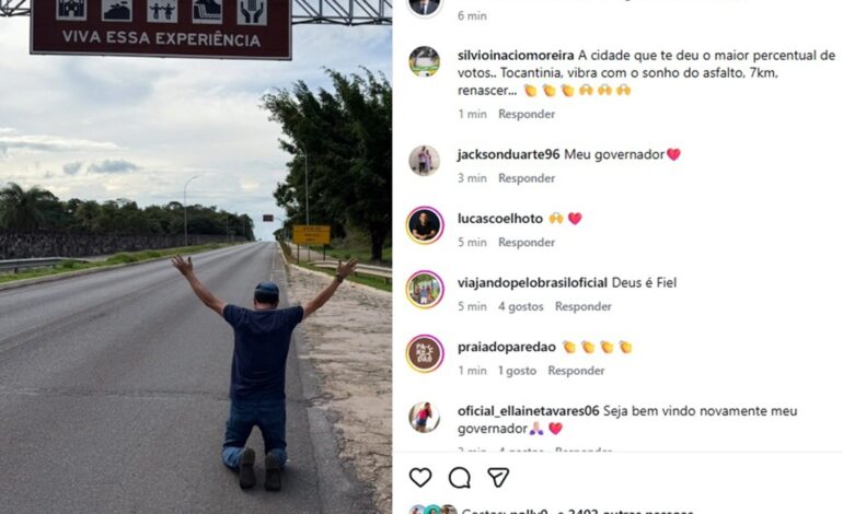 governador-do-tocantins-publica-foto-ajoelhado-apos-liminar-|-g1
