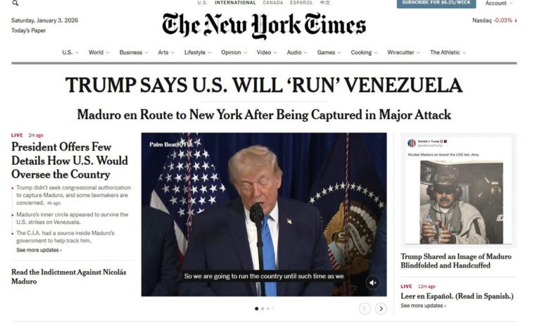 ataque-de-trump-a-venezuela-e-ilegal-e-imprudente,-diz-new-york-times