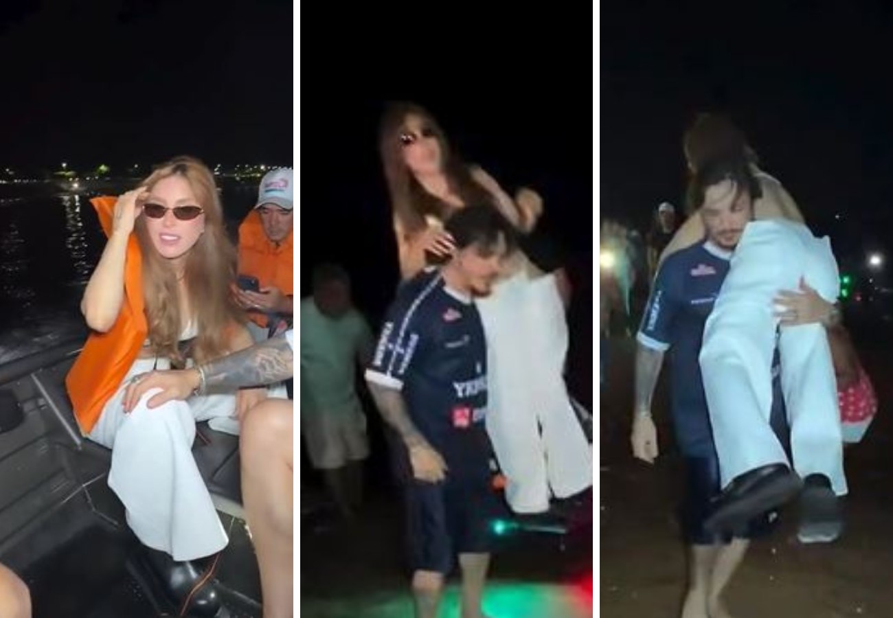 manu-bahtidao e-carregada-no-colo-para-fazer-show-em-praia no-to-|-g1