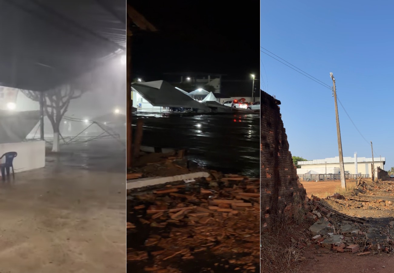 Ventos fortes derrubam tendas e árvores durante temporal no TO | G1